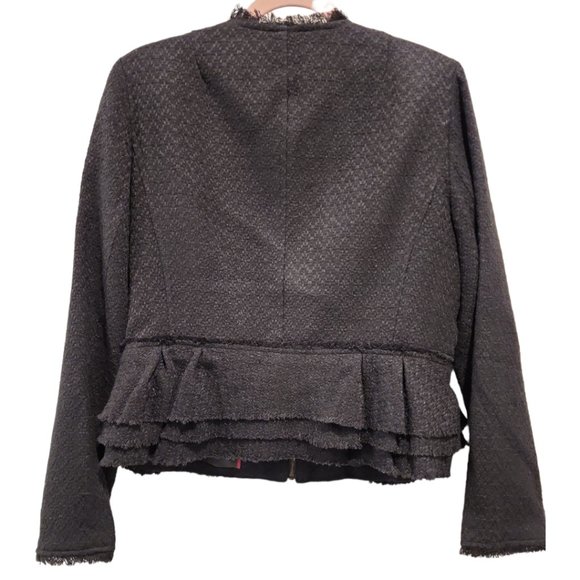 Black Zip up peplum ruffle jacket - Picture 5 of 5